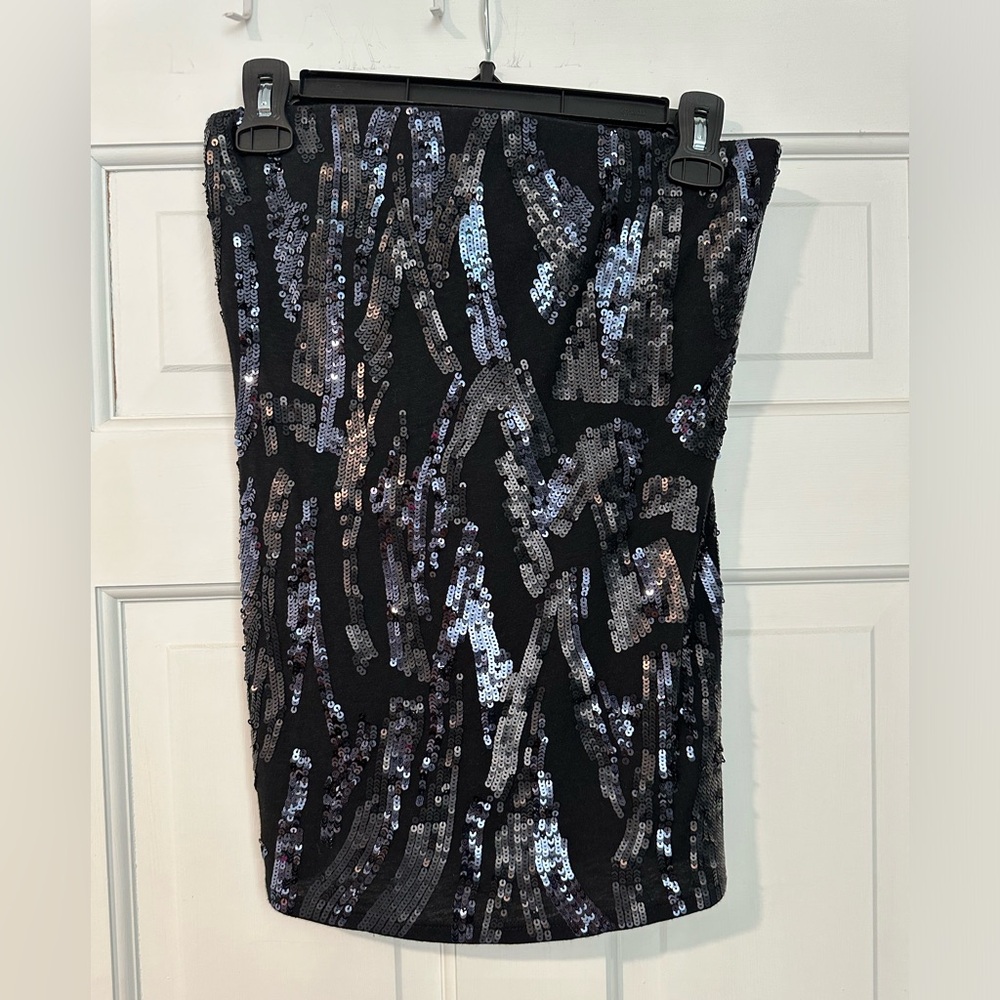 Express Black Sequin Tube Top -Size Small